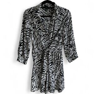ZARA Zebra Print White Black Mini Dress Size Small